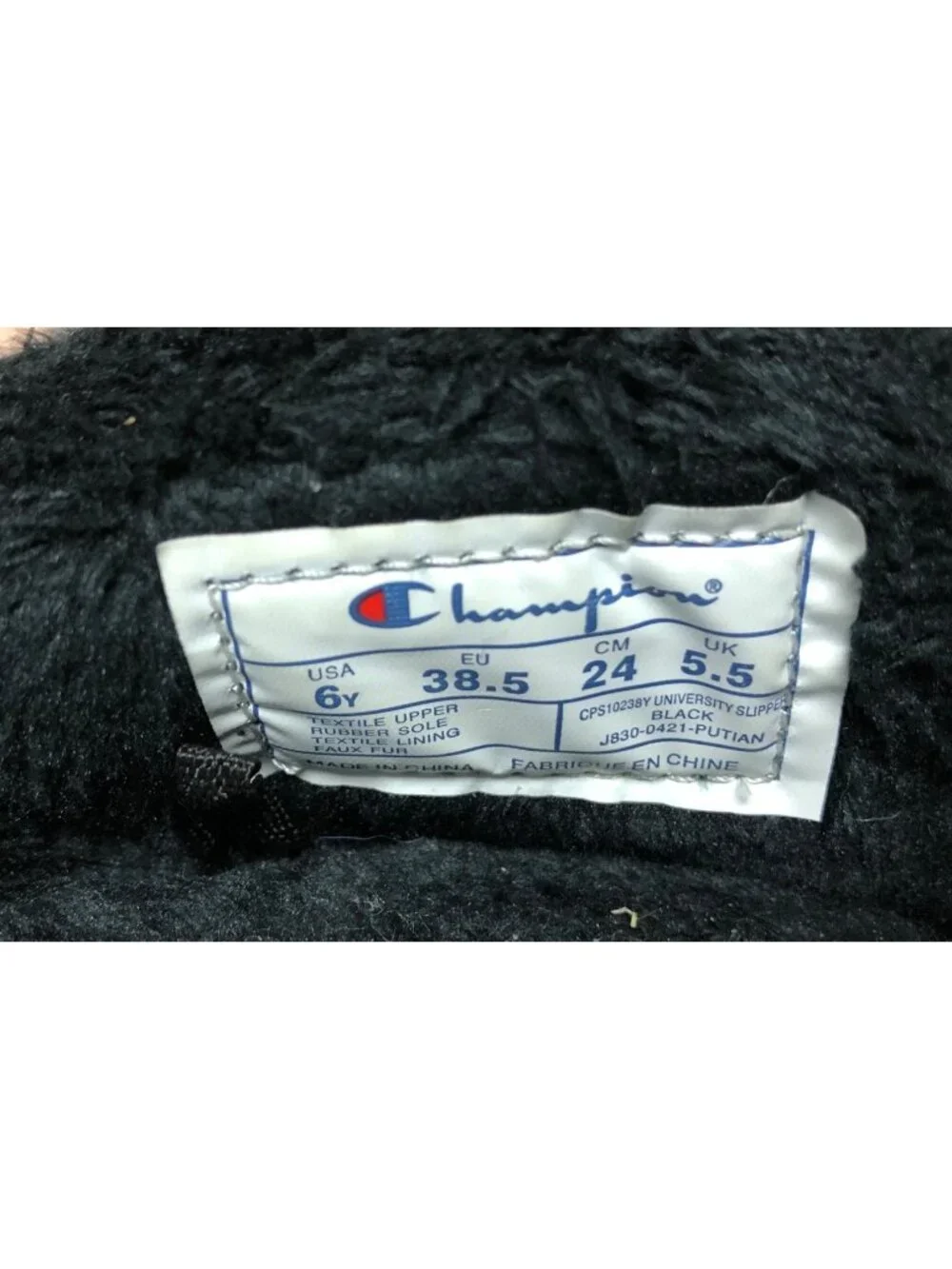 Champion Unisex Boys Girls 6 Y University Lounge Comfort Black Slippers Shoes